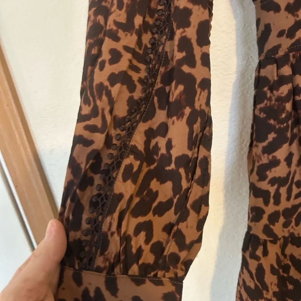 Rebecca Minkoff Brown Leopard Long Sleeve Mini Dress XS